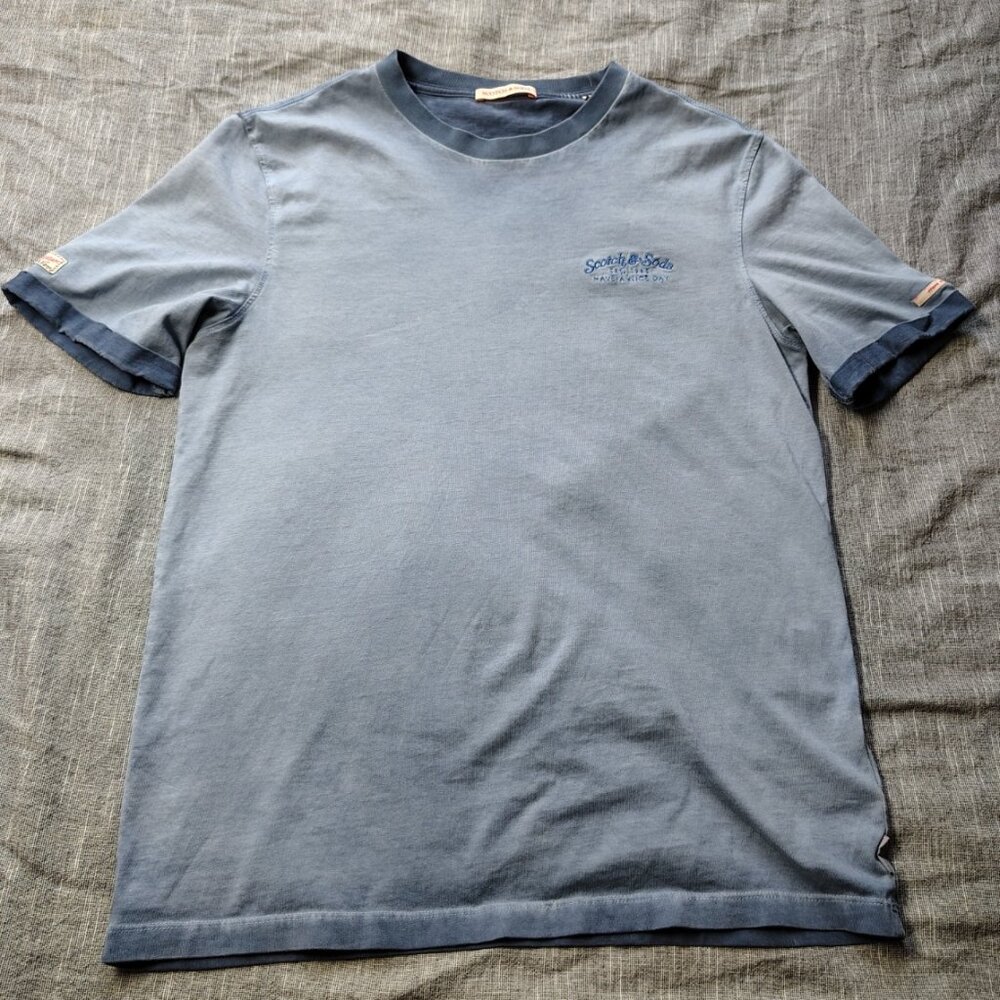 Scotch and Soda Have A Nice Day T-Shirt Size‎ Medium Blue Faded Ombre